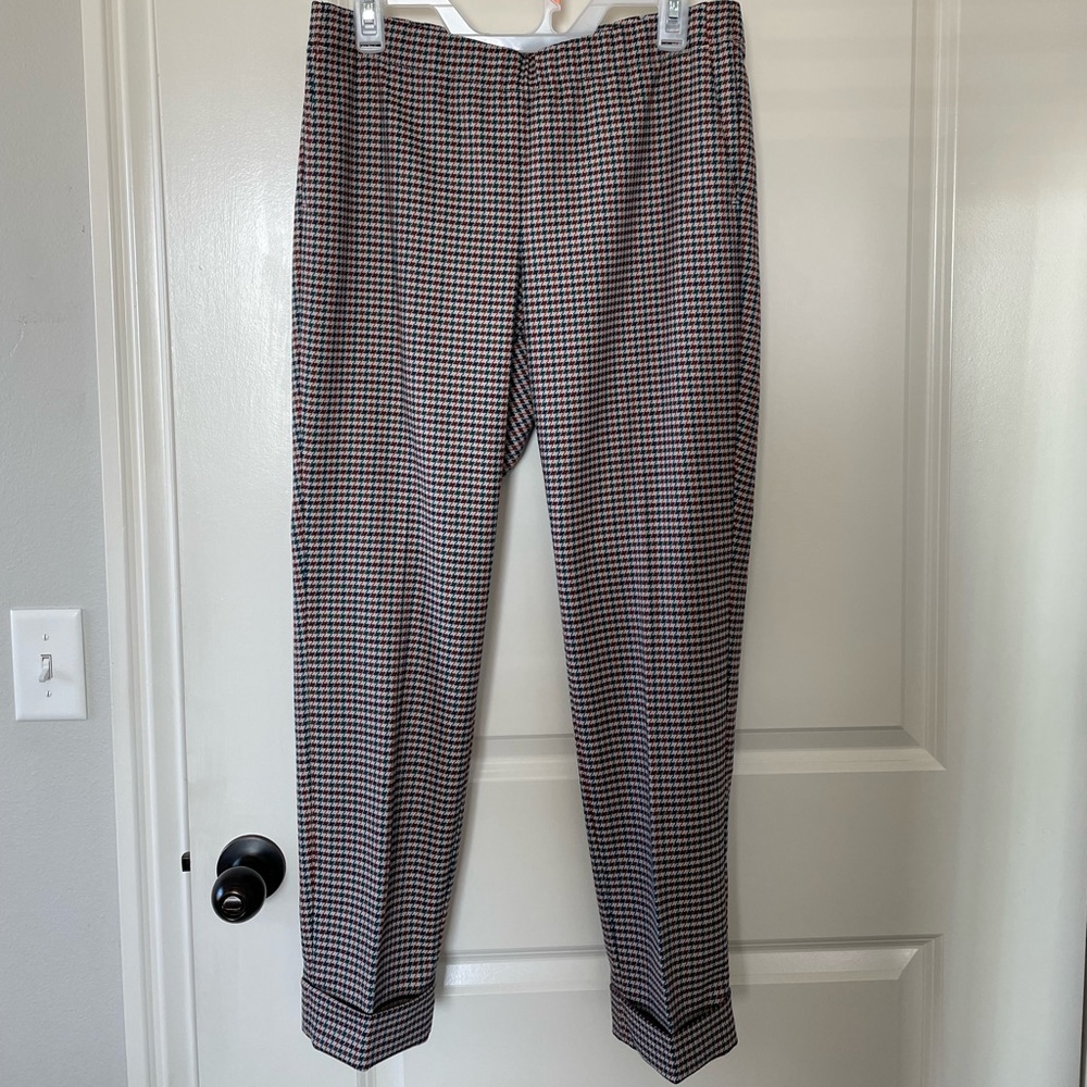 NWT J. Jill Multi Colored Houndstooth Cuffed Ankle Pants